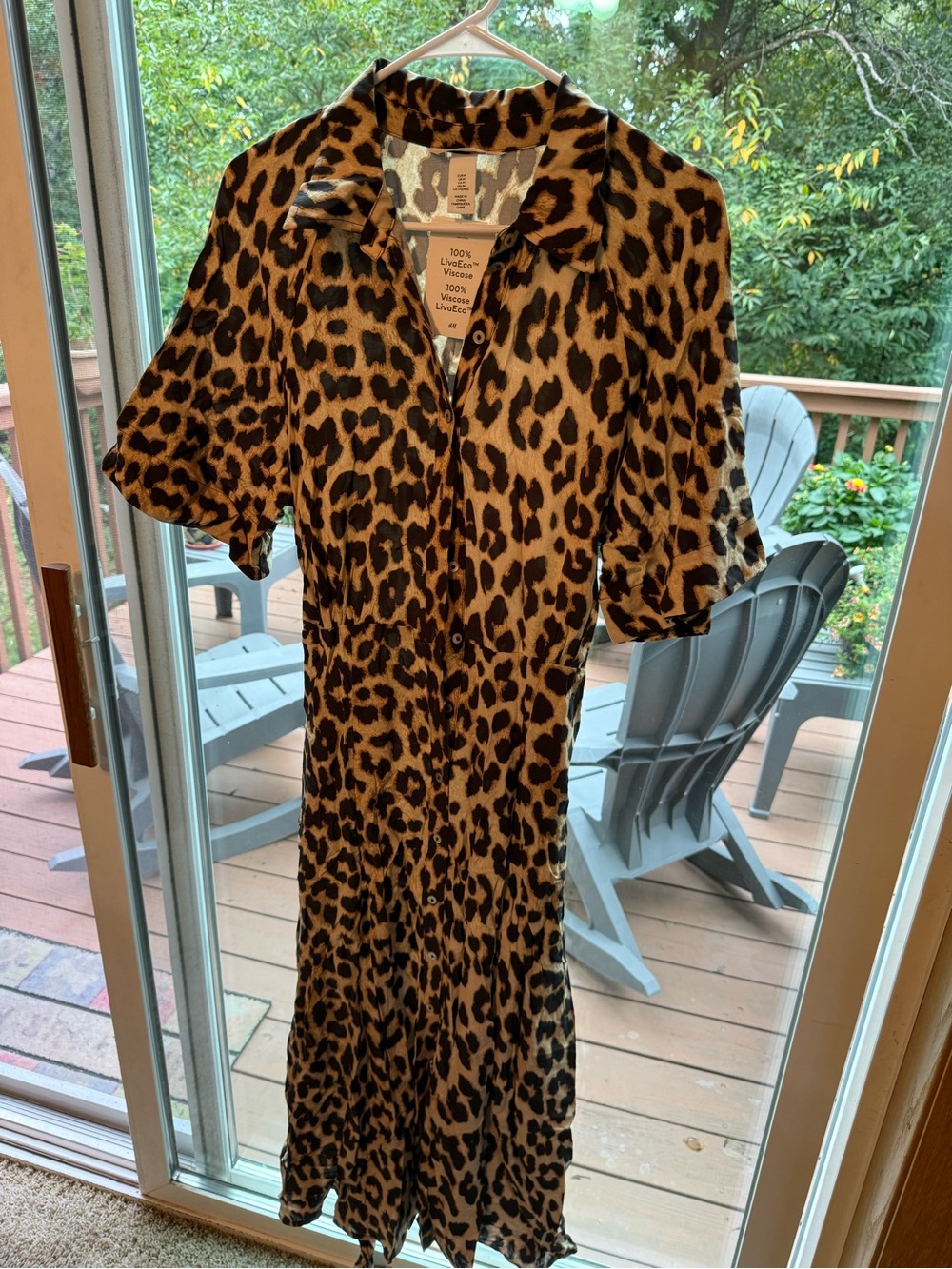 H&M Leopard Print Button-Front Midi Dress - Brown/Black